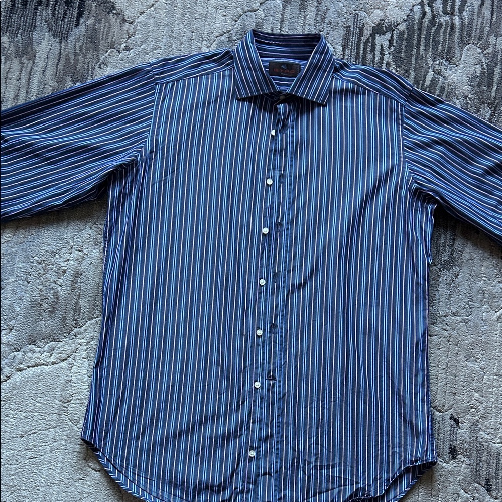 Men’s Elegant Blue/Pink/black Striped Shirt